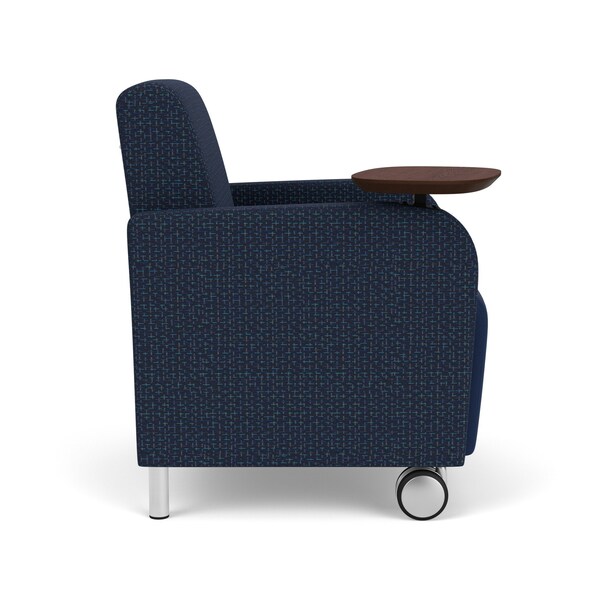 Siena Guest Chair W/ SwivelTablet,Brushed Steel Legs,RF Bluebry Back,MD Ink Seat,RF Blueberry Panels